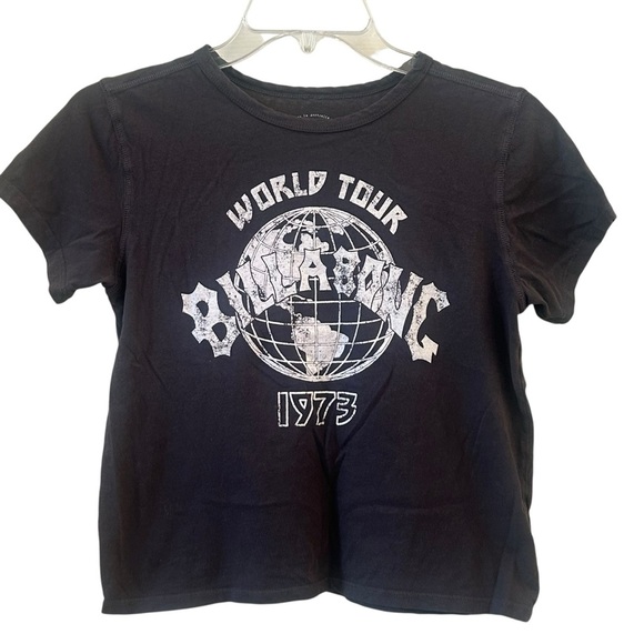 Billabong World Tour Graphic Babydoll Tee Charcoal Gray Medium - Picture 1 of 5